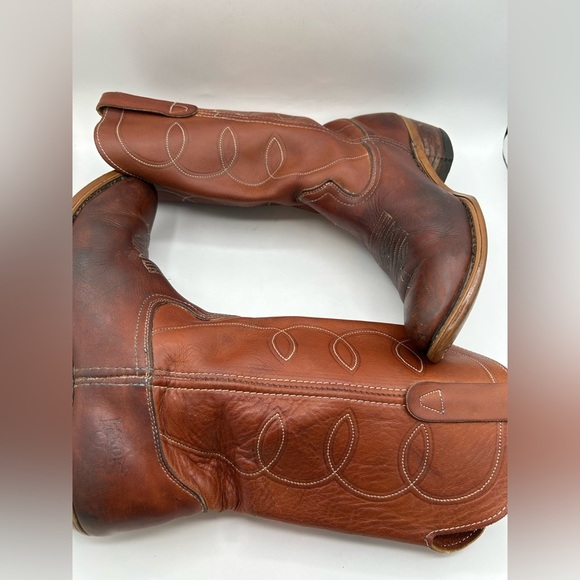 Vintage Landis Mens Buffalo Brown Leather Cowboy Western Boots 9 D 94046 USA - Picture 6 of 10